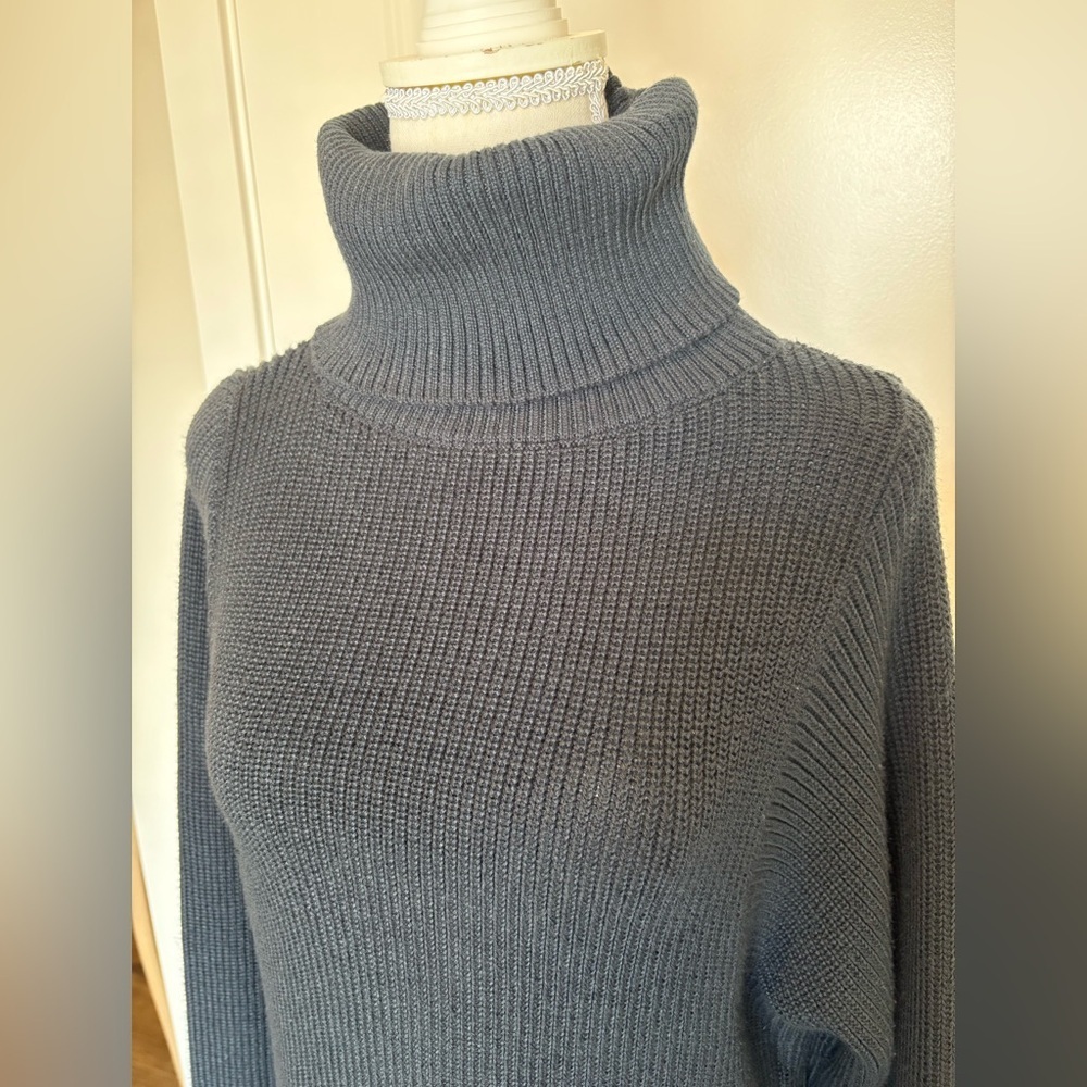 Gentle Fawn Ribbed Knit Turtleneck Sweater Relaxed Fit Deep Navy High size Small - Picture 2 of 11